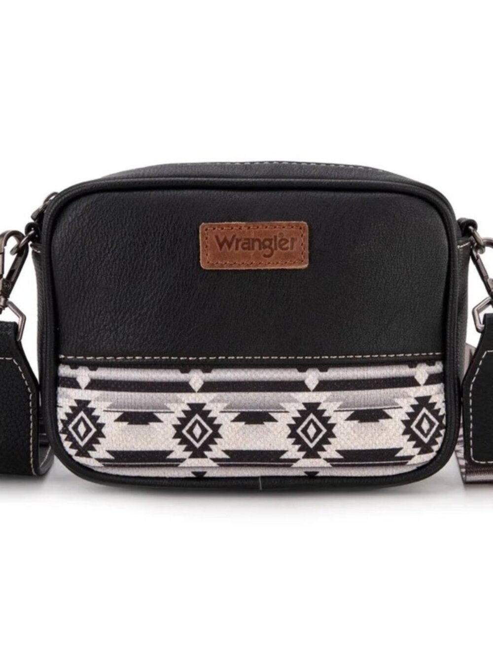 Wrangler Black Crossbody  for Women Aztec Mini Crossover Purse with Guitar Strap